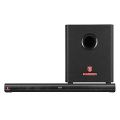 Barra de sonido 2.1 con subwoofer y panel de control, negro