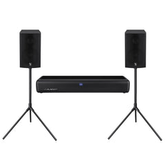 Sistema de audio integral 120W RMS con 2 satélites y tripiés