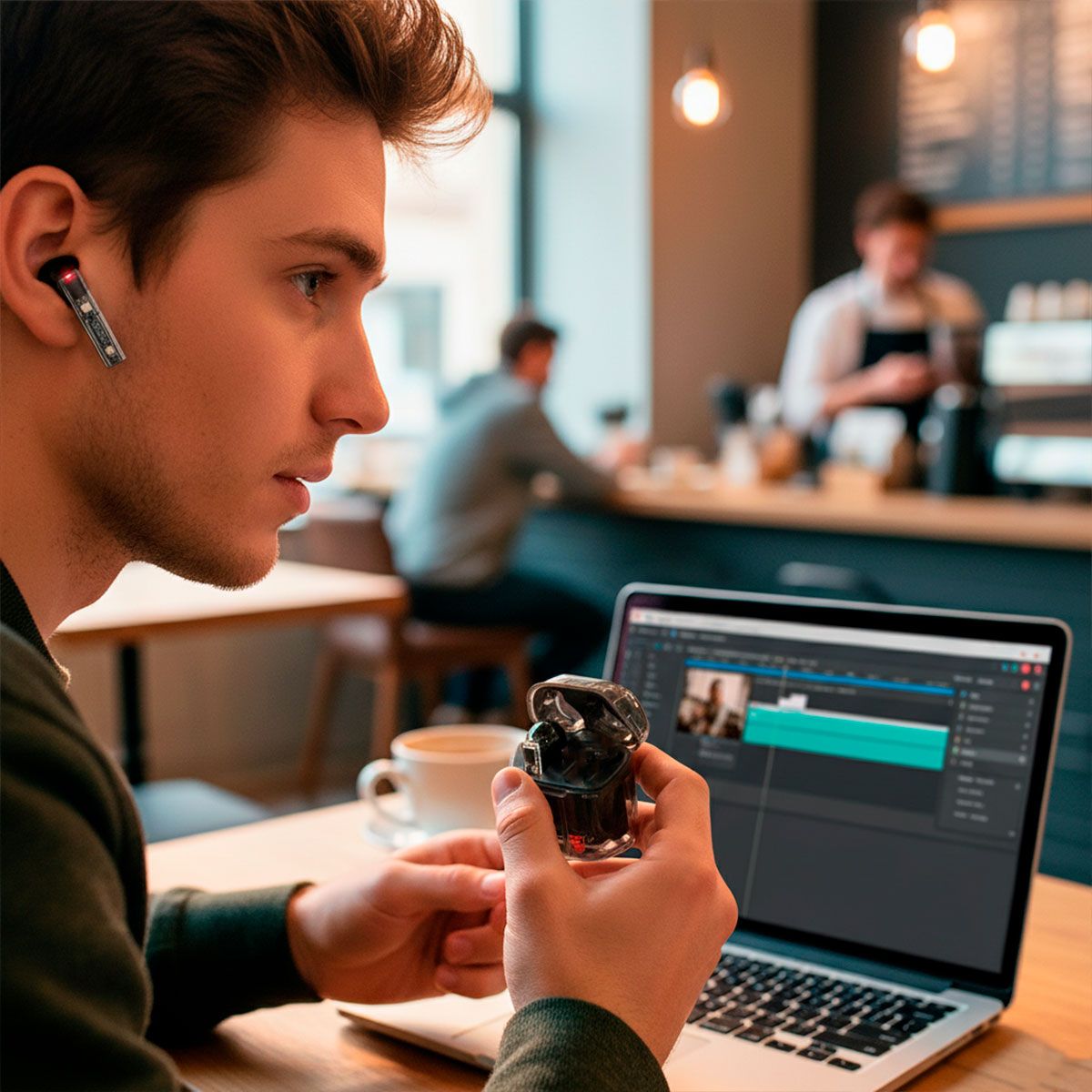 Audífonos True Wireless resistentes al agua, negro