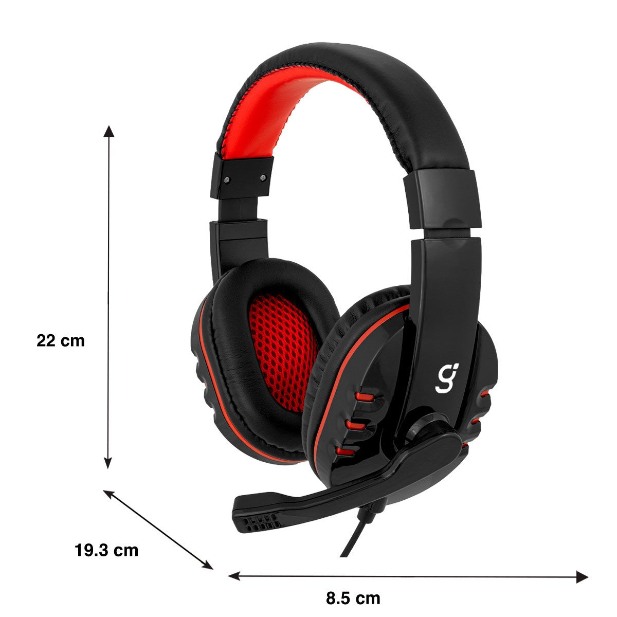 Audífonos diadema gamer alámbricos con micrófono ajustable, negros