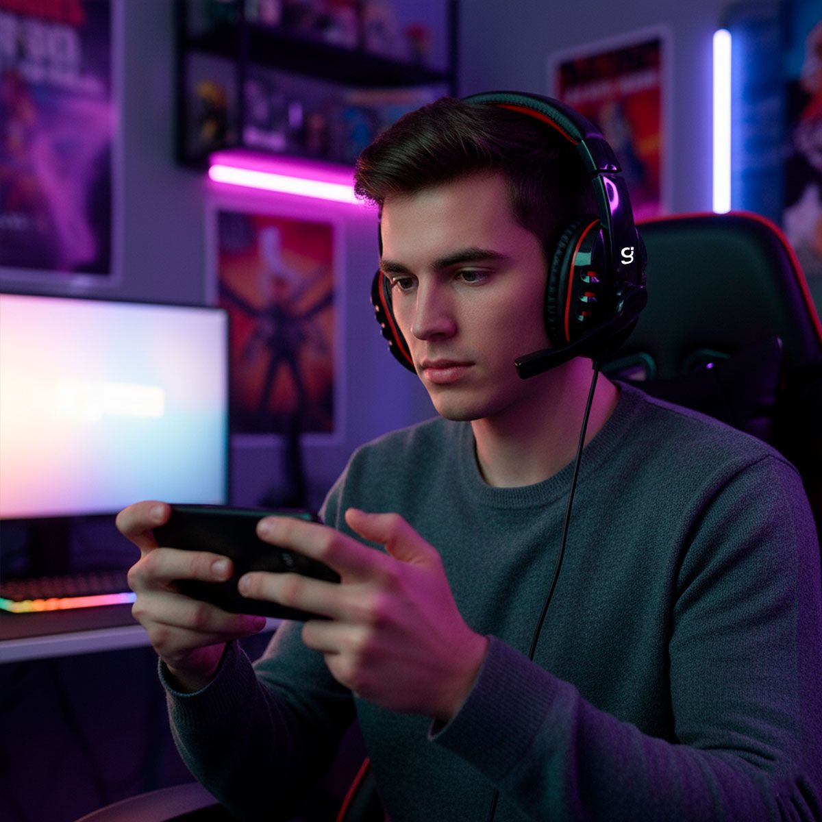 Audífonos diadema gamer alámbricos con micrófono ajustable, negros