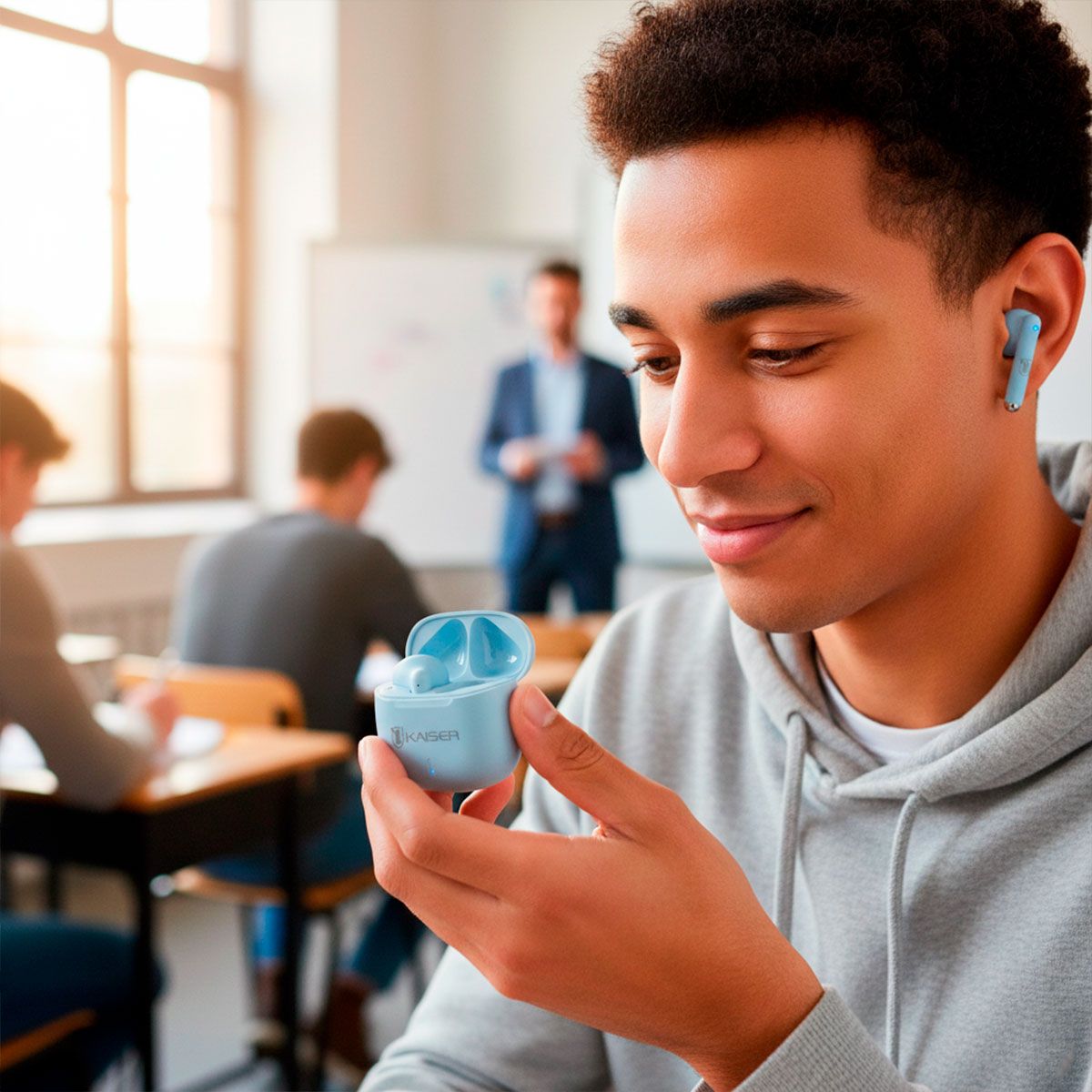 Audífonos True Wireless con batería recargable, azul
