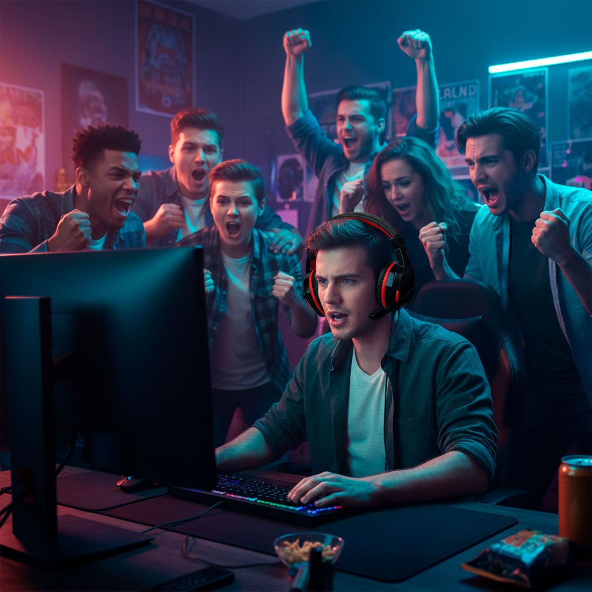Diadema multimedia tipo gamer alámbrico sonido HI-FI