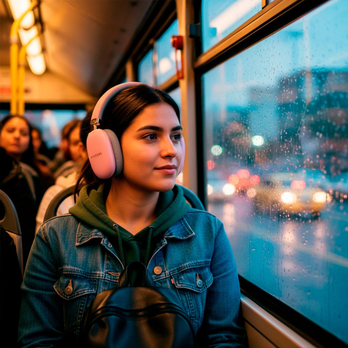 Audífonos de diadema con batería recargable de hasta 30h - Rosa