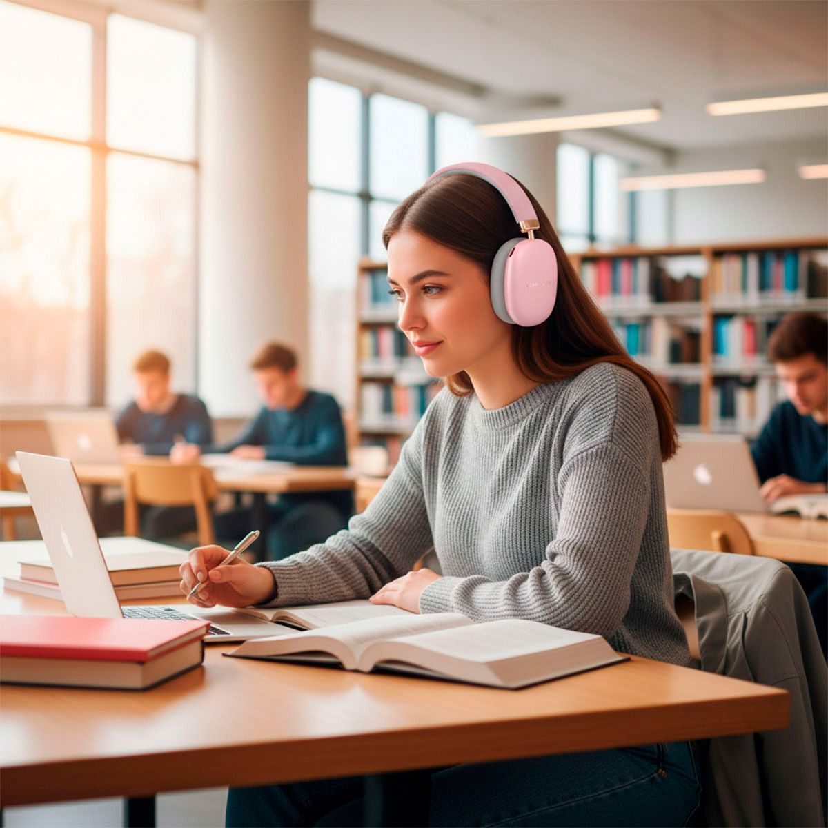 Audífonos de diadema con batería recargable de hasta 30h - Rosa