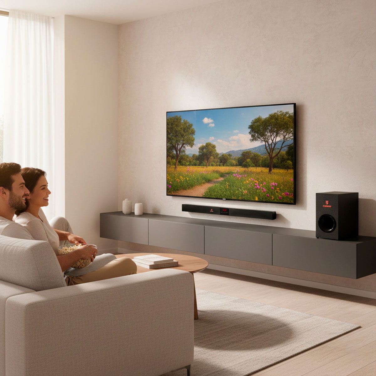 Barra de sonido Bluetooth®  2.1 canales 40 W RMS con subwoofer y control remoto