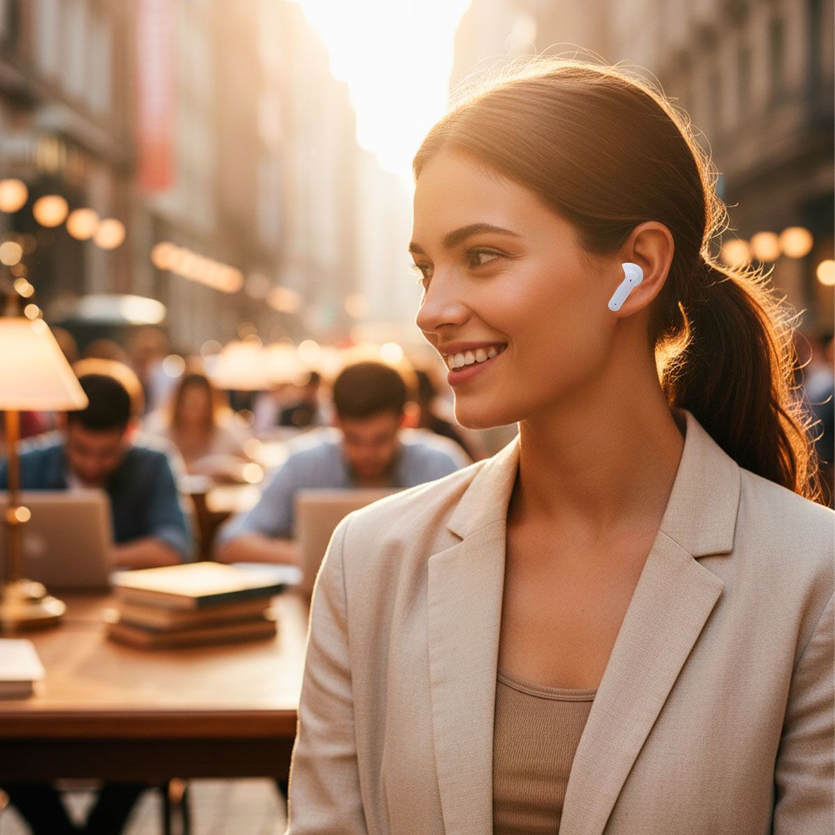 Audífonos True Wireless con display de carga - Blancos