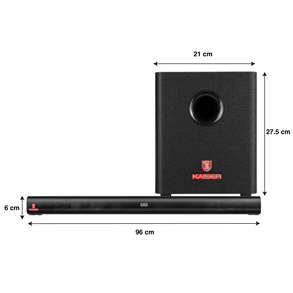 Barra de sonido 2,1 canales con Bluetooth® y subwoofer, negro