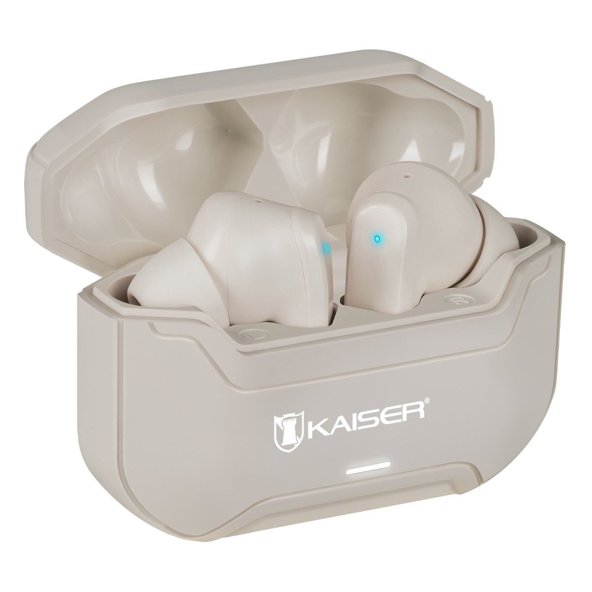 Audífonos inalámbricos TWS Bluetooth hasta 28 hrs con ecualizador IPX4 beige
