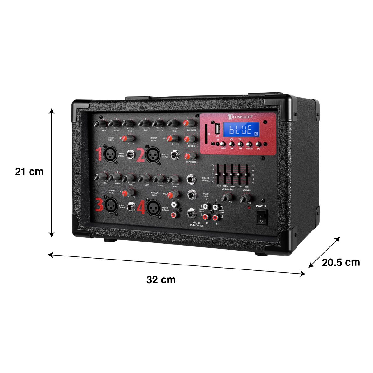 Consola amplificada 800 W PMPO/200 W RMS 4 canales con Bluetooth® 5.3