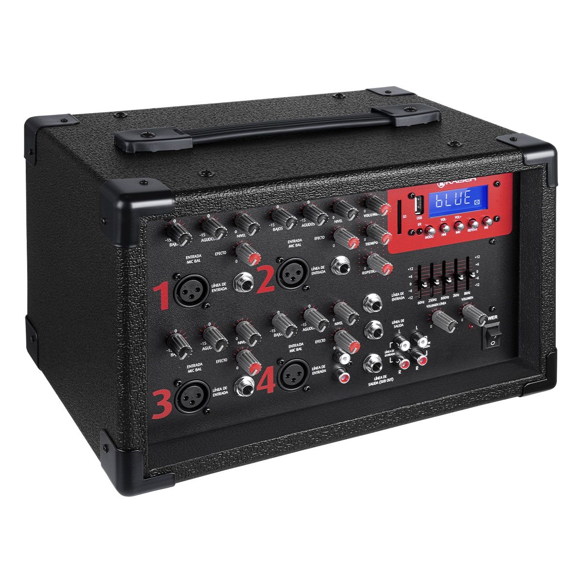 Consola amplificada 800 W PMPO/200 W RMS 4 canales con Bluetooth® 5.3