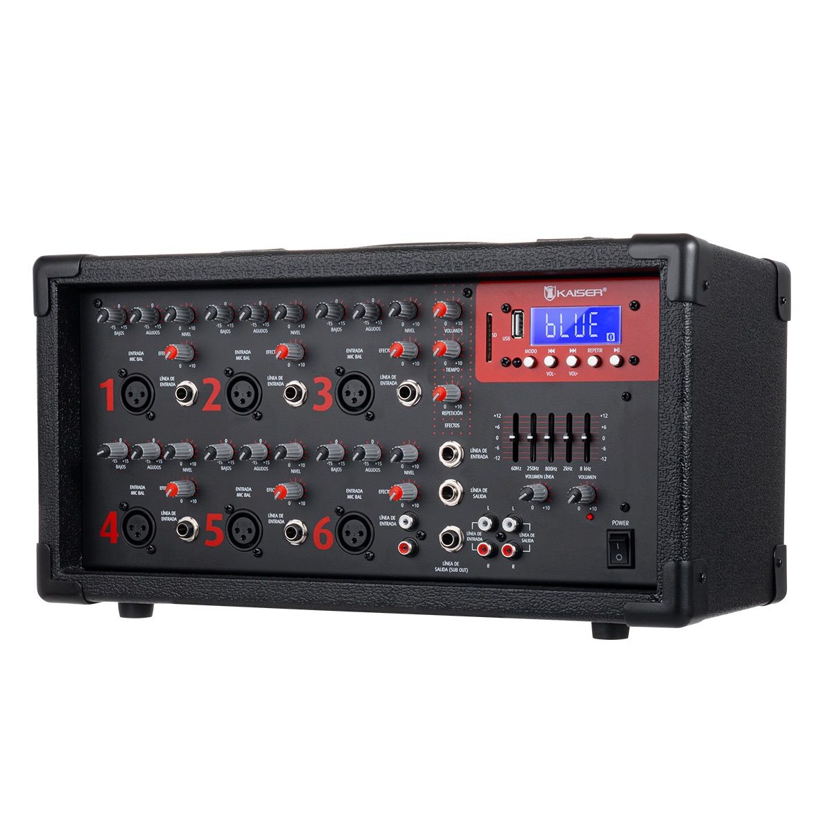 Consola amplificadora 2,400 W PMPO/300 W RMS 6 canales con Bluetooth