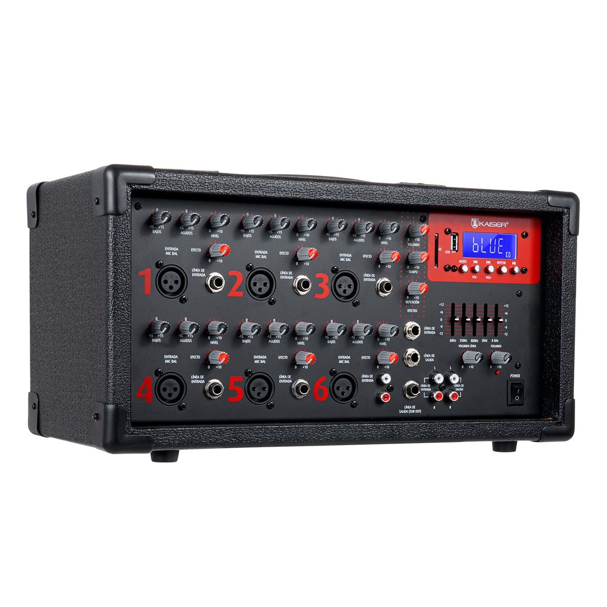 Consola amplificadora 2,400 W PMPO/300 W RMS 6 canales con Bluetooth