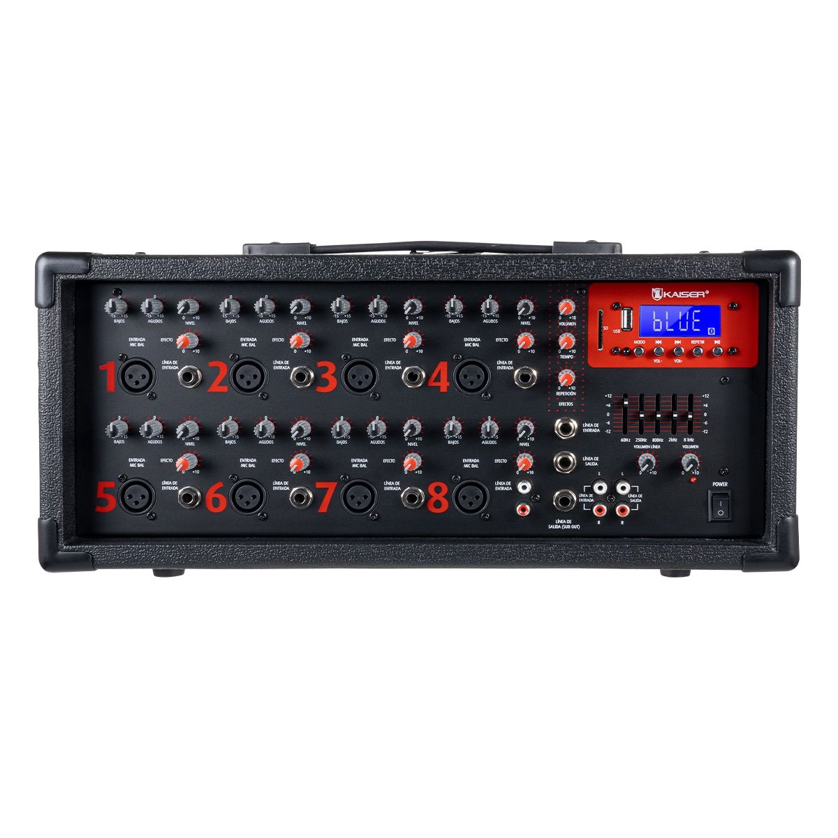 Consola amplificadora 1,800 W PMPO 8 canales con Bluetooth