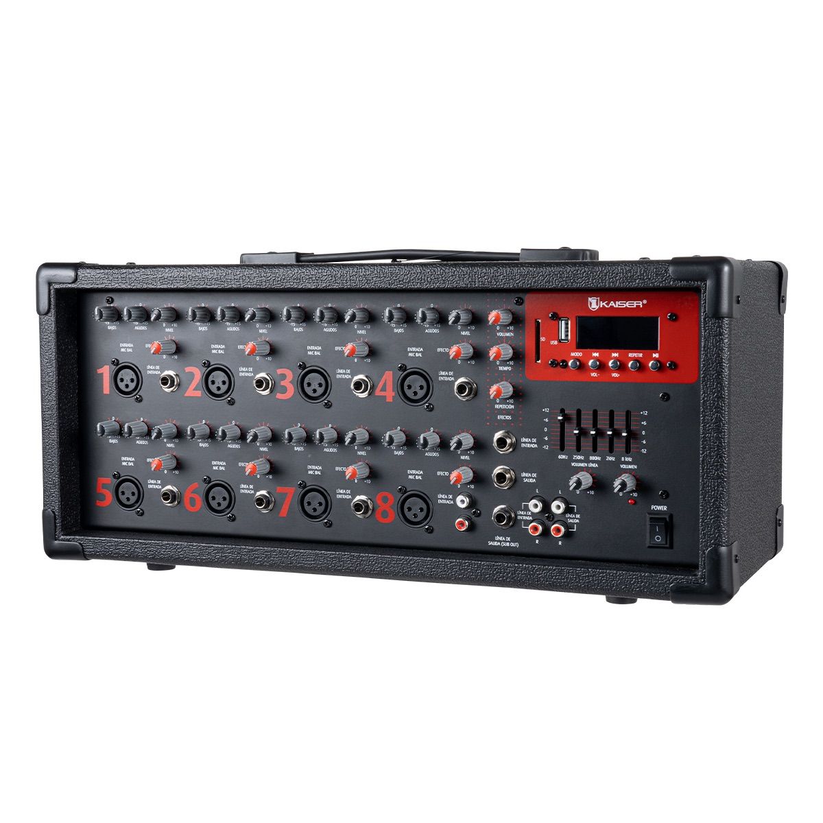 Consola amplificadora 1,800 W PMPO 8 canales con Bluetooth