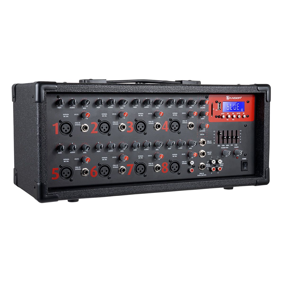 Consola amplificadora 1,800 W PMPO 8 canales con Bluetooth