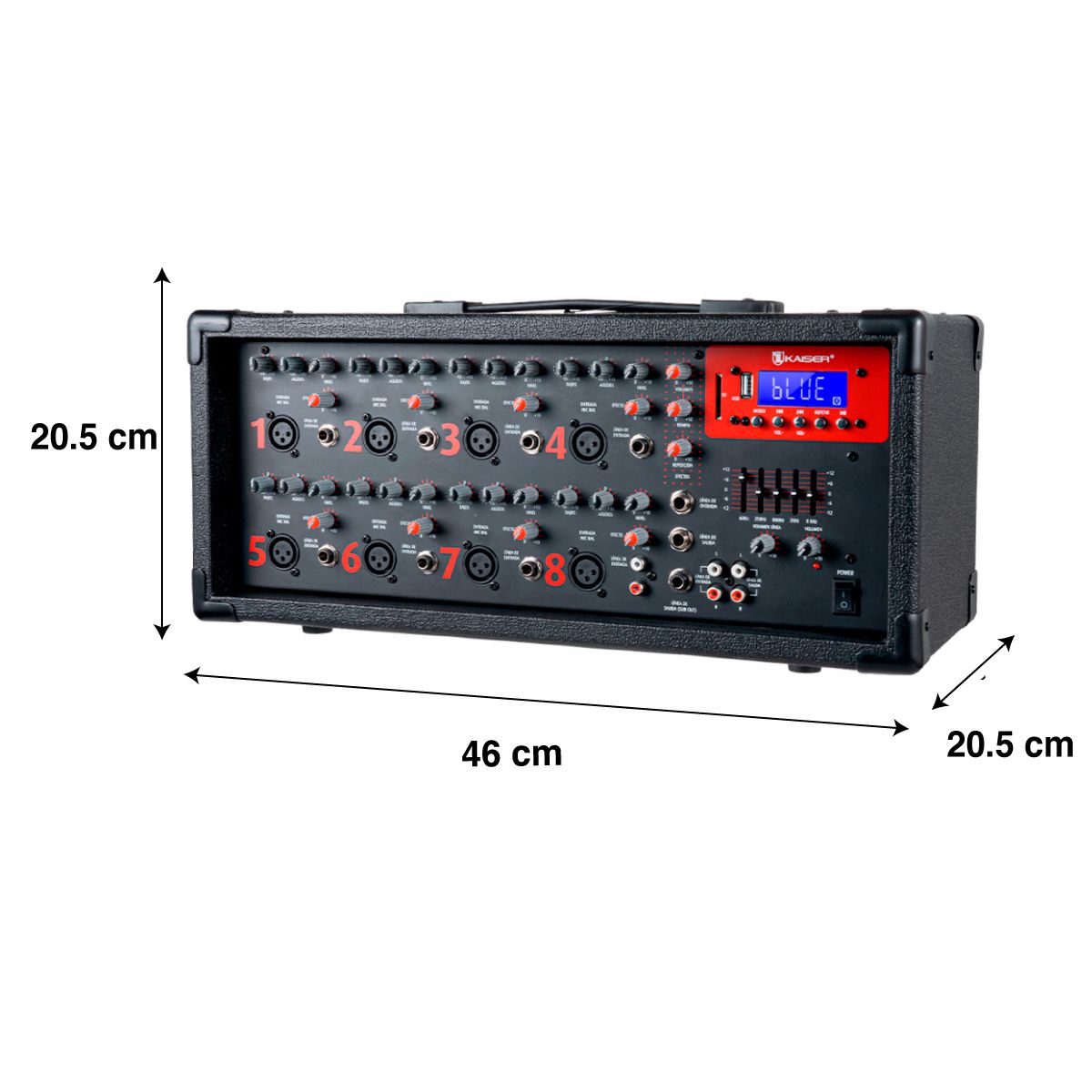 Consola amplificadora 1,800 W PMPO 8 canales con Bluetooth
