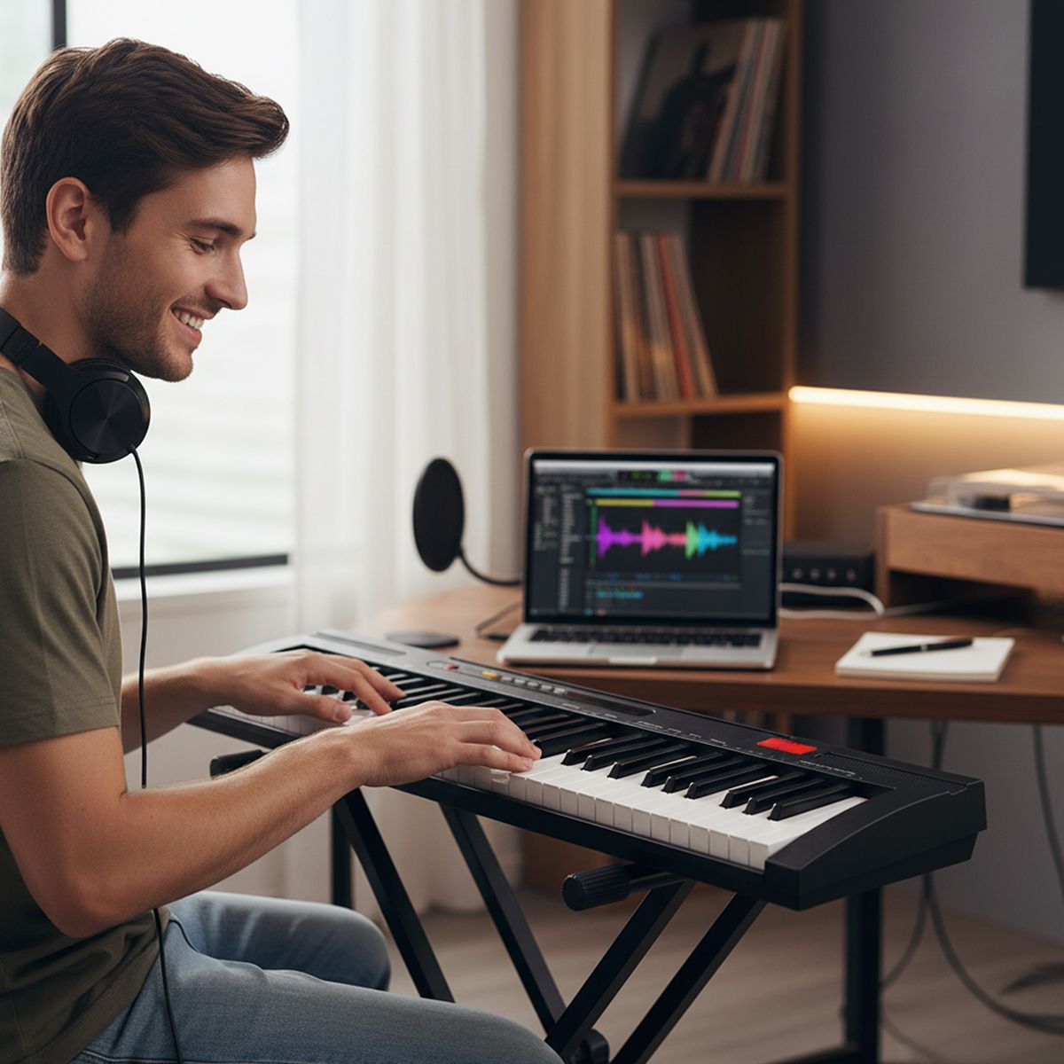 Teclado musical con metrónomo de 61 teclas luminosas