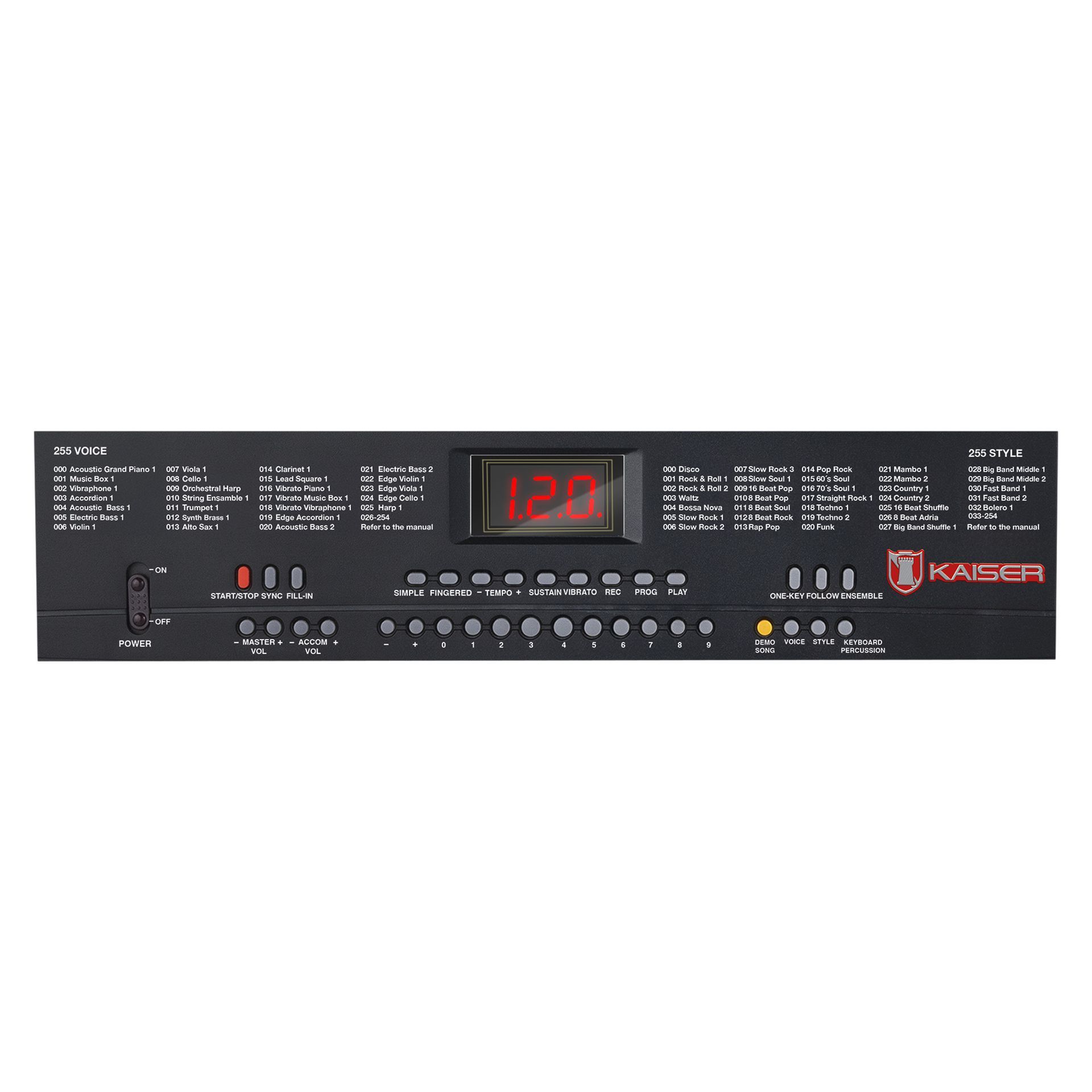 Teclado musical con 61 teclas y 255 ritmos