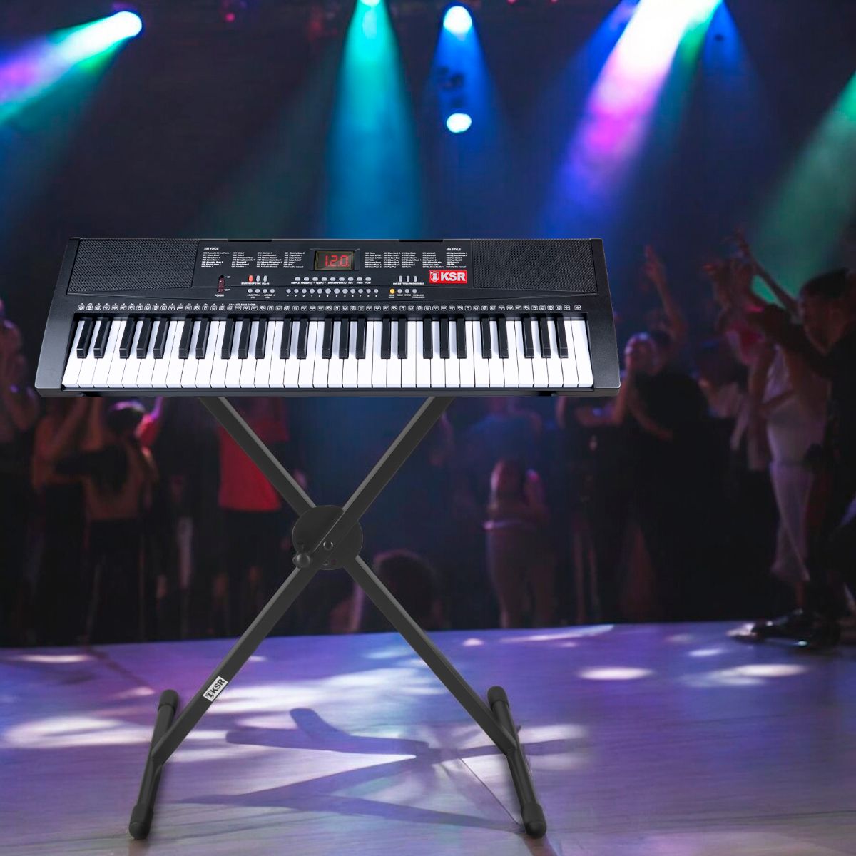 Stand ajustable metálico de acero para teclado negro