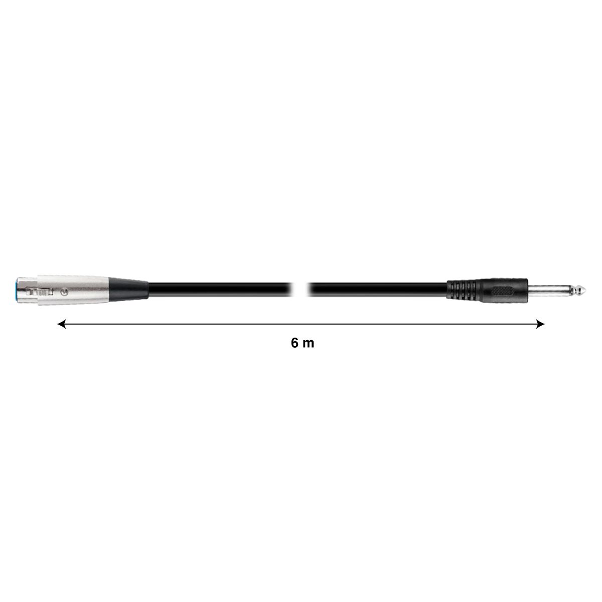 Cable extensión jack cannon - plug monoaural 6.3 mm, 6 m