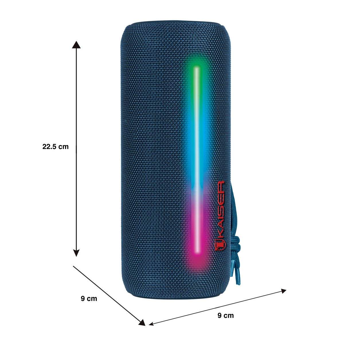Bocina Bluetooth® cilindro 20 W RMS IPX5 impermeable, azul