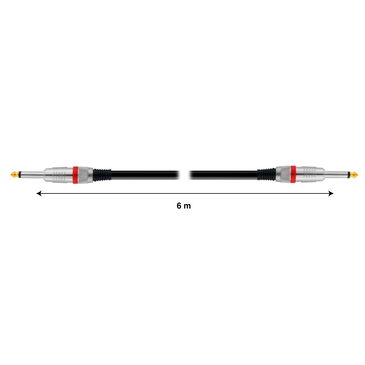 Cable extensión plug profesional monoaural 6.3 mm a 6.3 mm, 6m