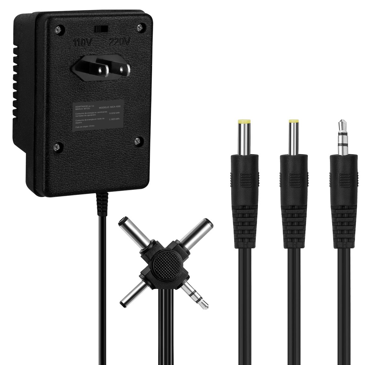 Eliminador múltiple salida 1.5 a 12 Vcc 1000MA, 7 conectores