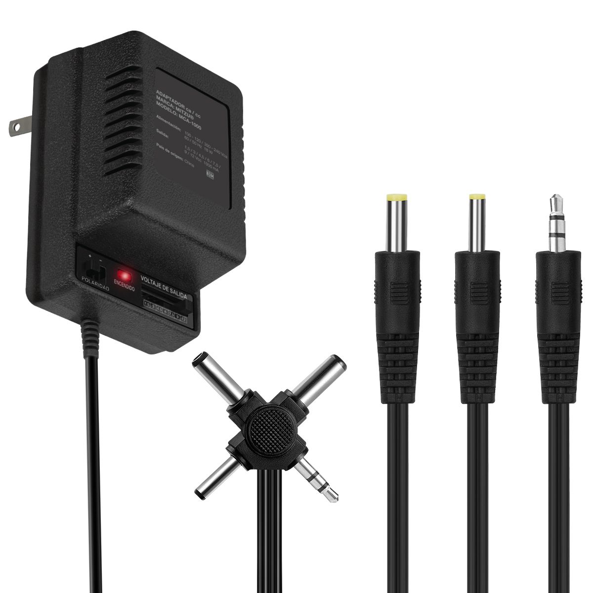 Eliminador múltiple salida 1.5 a 12 Vcc 1000MA, 7 conectores