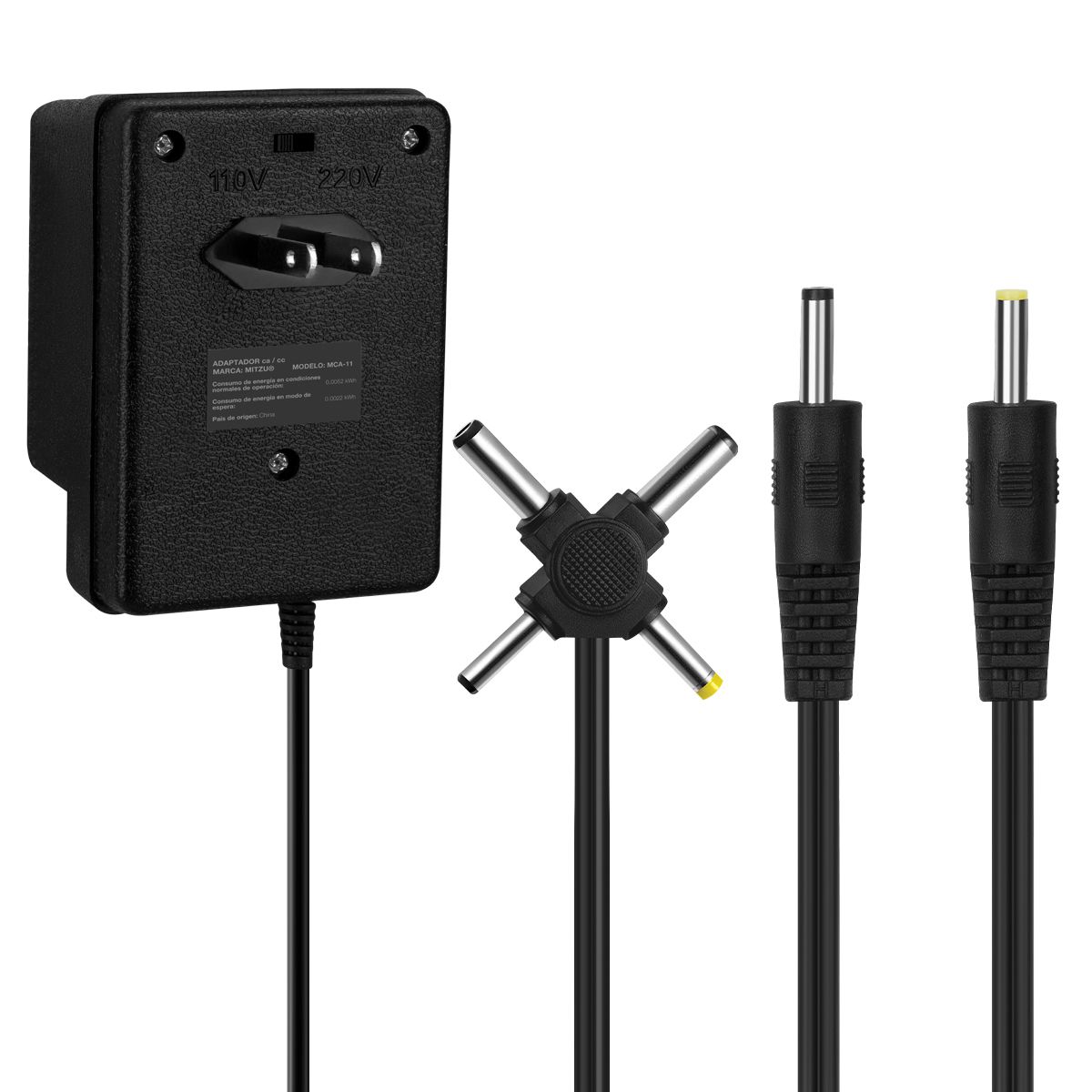 Eliminador múltiple salida 3 a 12 Vcc 300MA y 6 conectores
