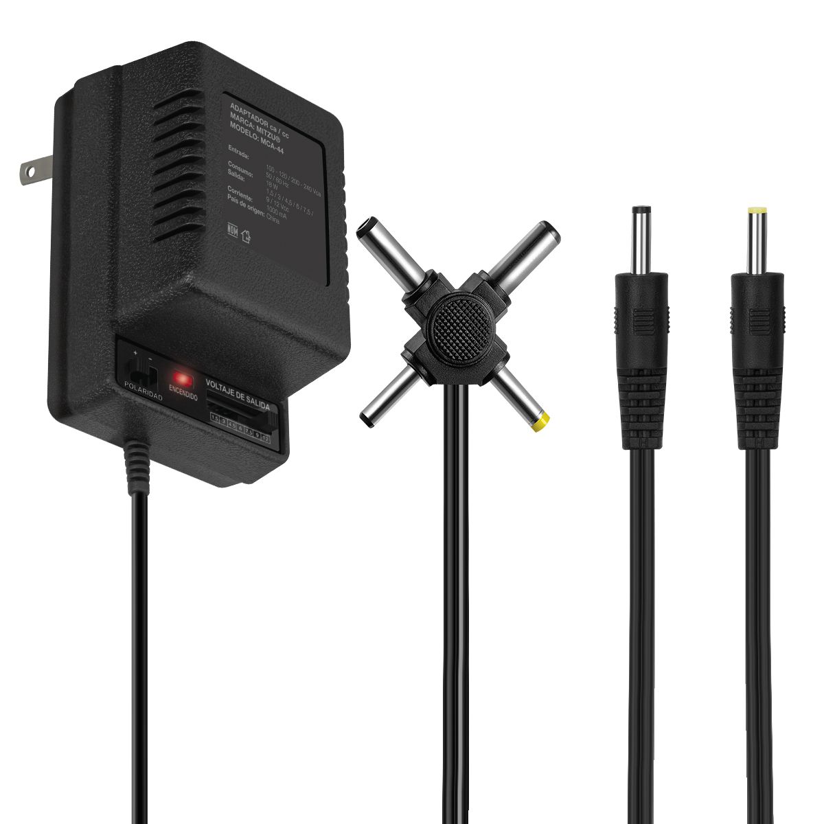 Eliminador múltiple salida 1.5 a 12 V 1000MA y 6 conectores