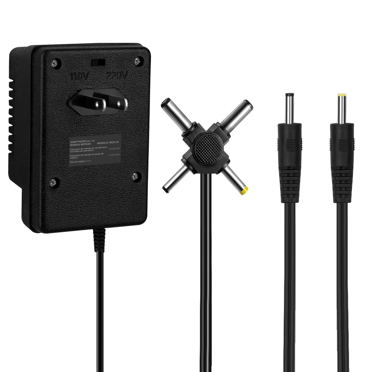 Eliminador múltiple salida 1.5 a 12 V 1000MA y 6 conectores