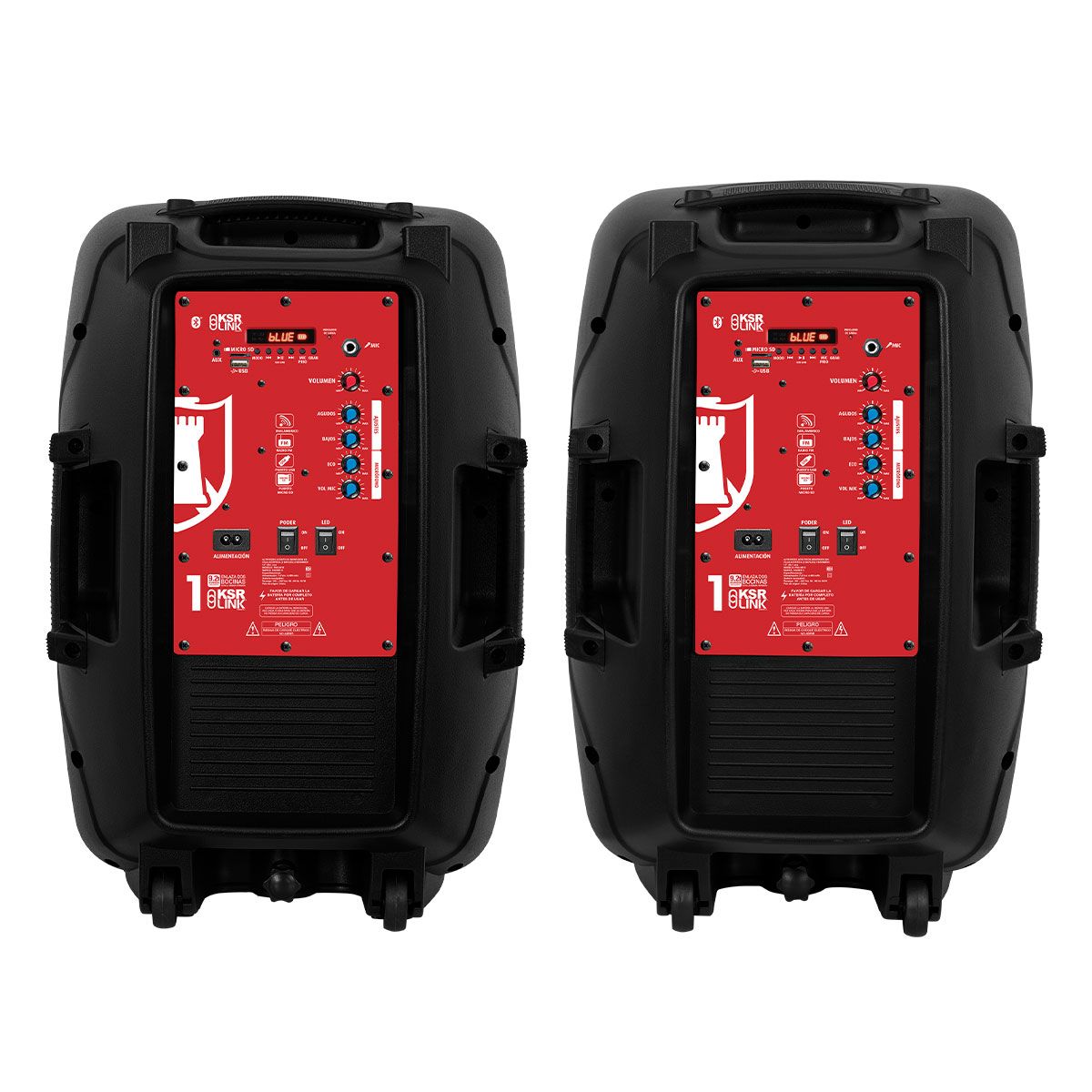 Sistema de audio doble 15” 25,000 W PMPO recargable
