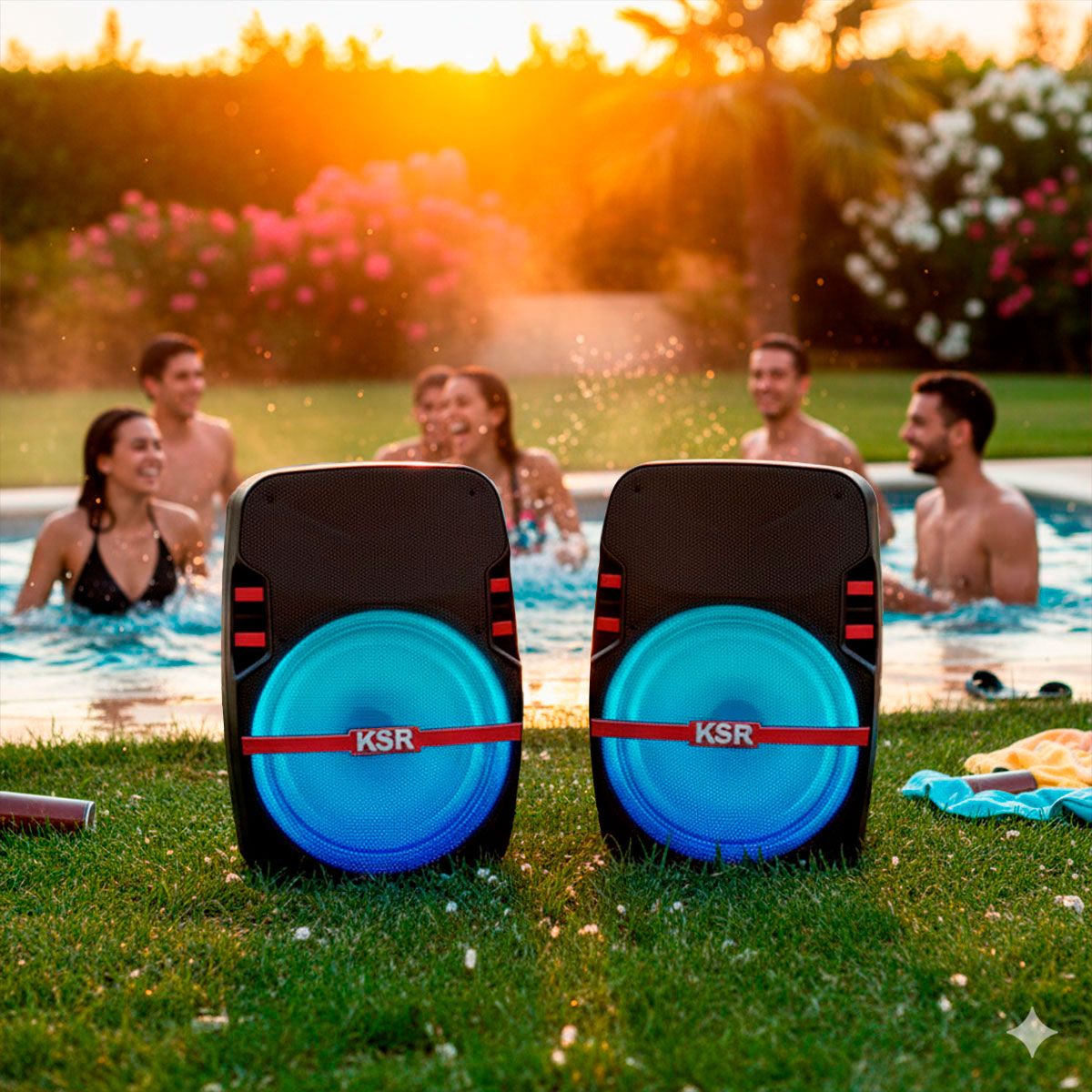 Sistema de audio doble 15” 25,000 W PMPO recargable