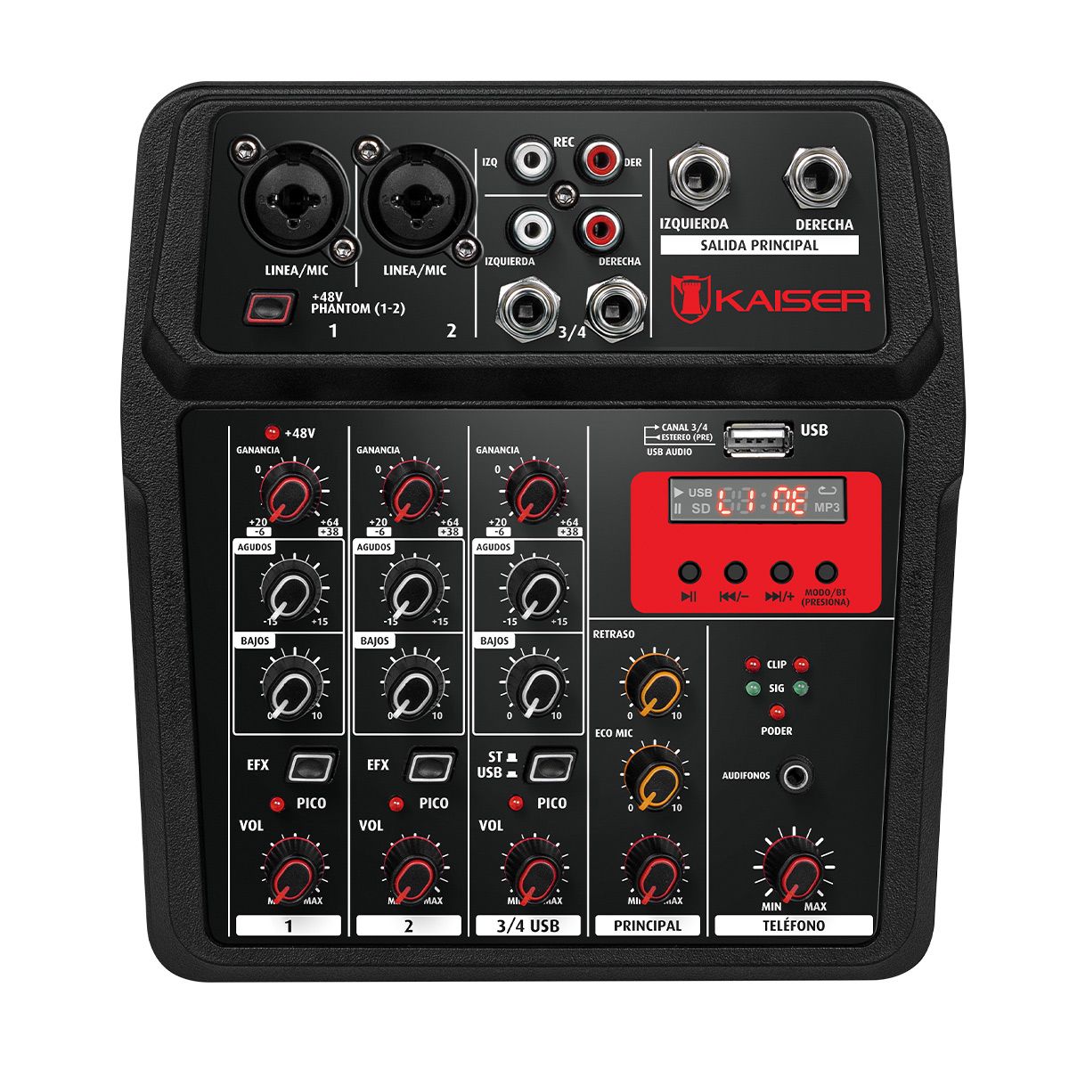 Mezcladora de audio Bluetooth® 4 canales 15 m