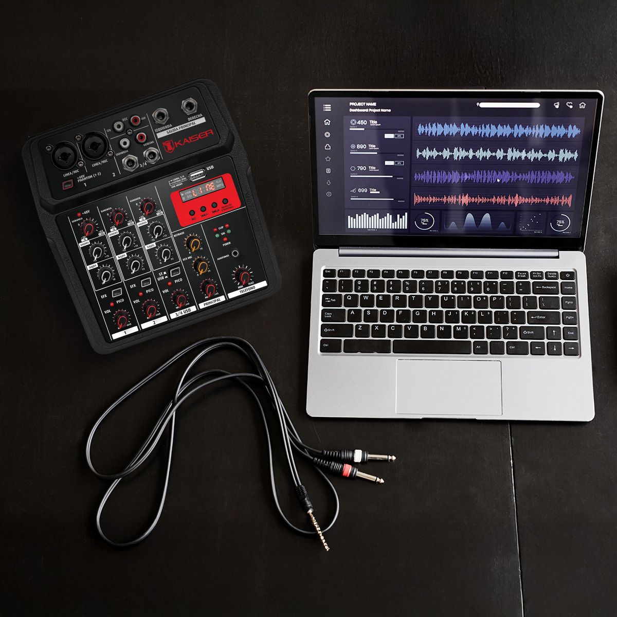 Mezcladora de audio Bluetooth® 4 canales 15 m