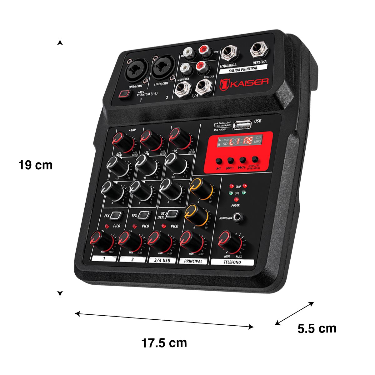 Mezcladora de audio Bluetooth® 4 canales 15 m