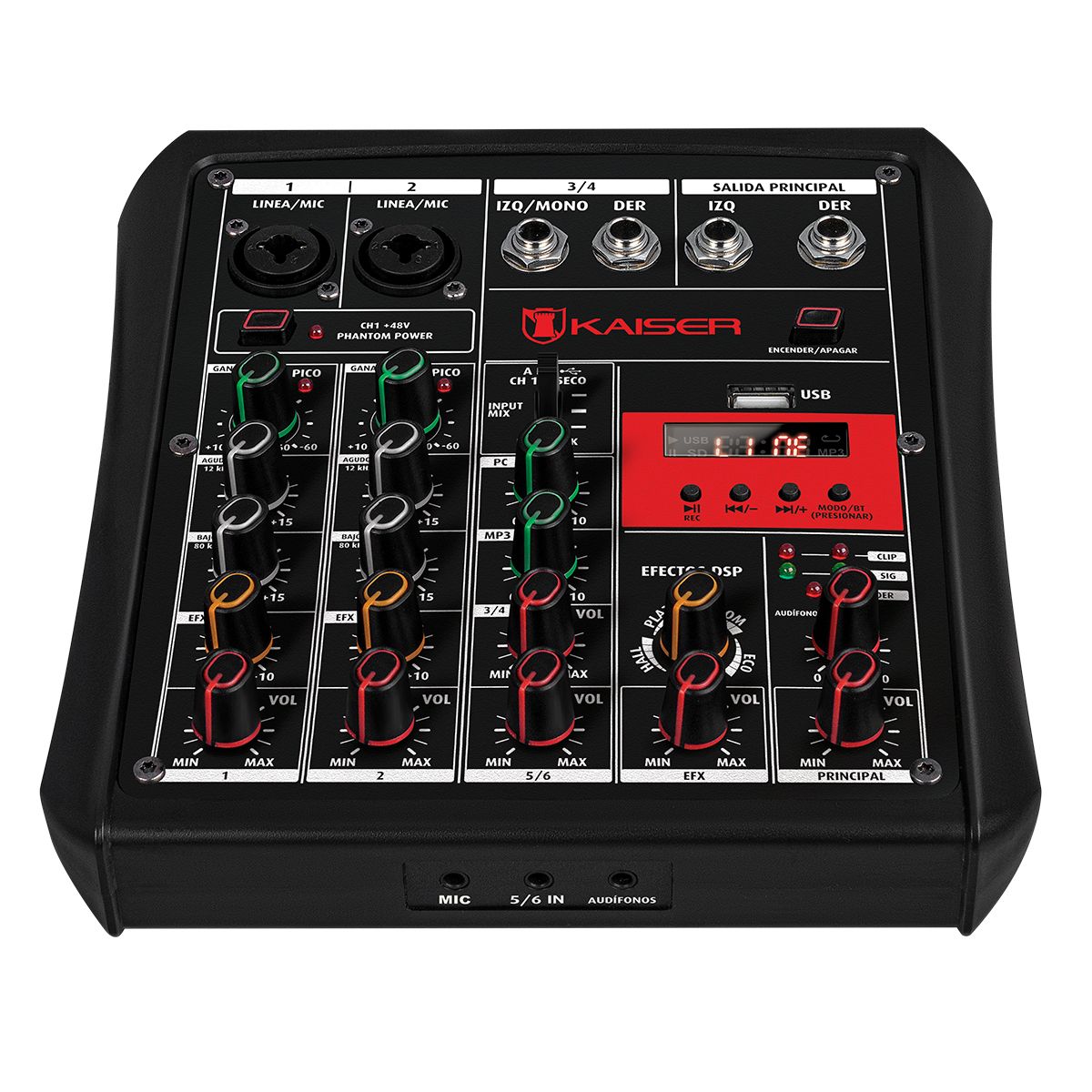 Mezcladora de audio Bluetooth® de 6 canales