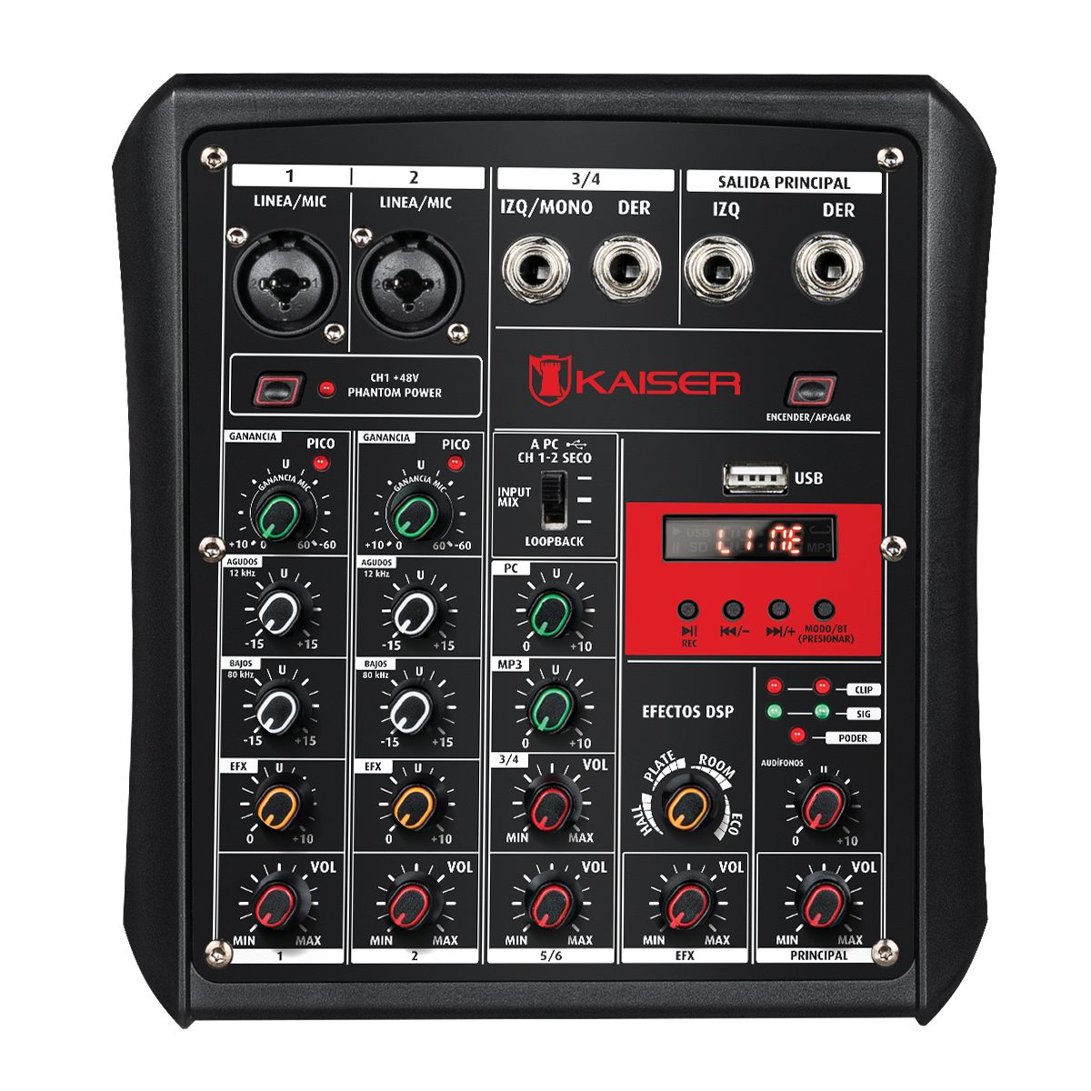 Mezcladora de audio Bluetooth® de 6 canales