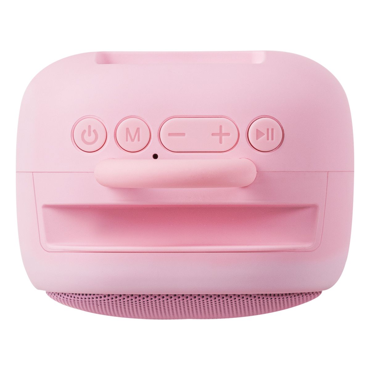 Bocina portátil recargable 15W RMS con reproductor FM rosa