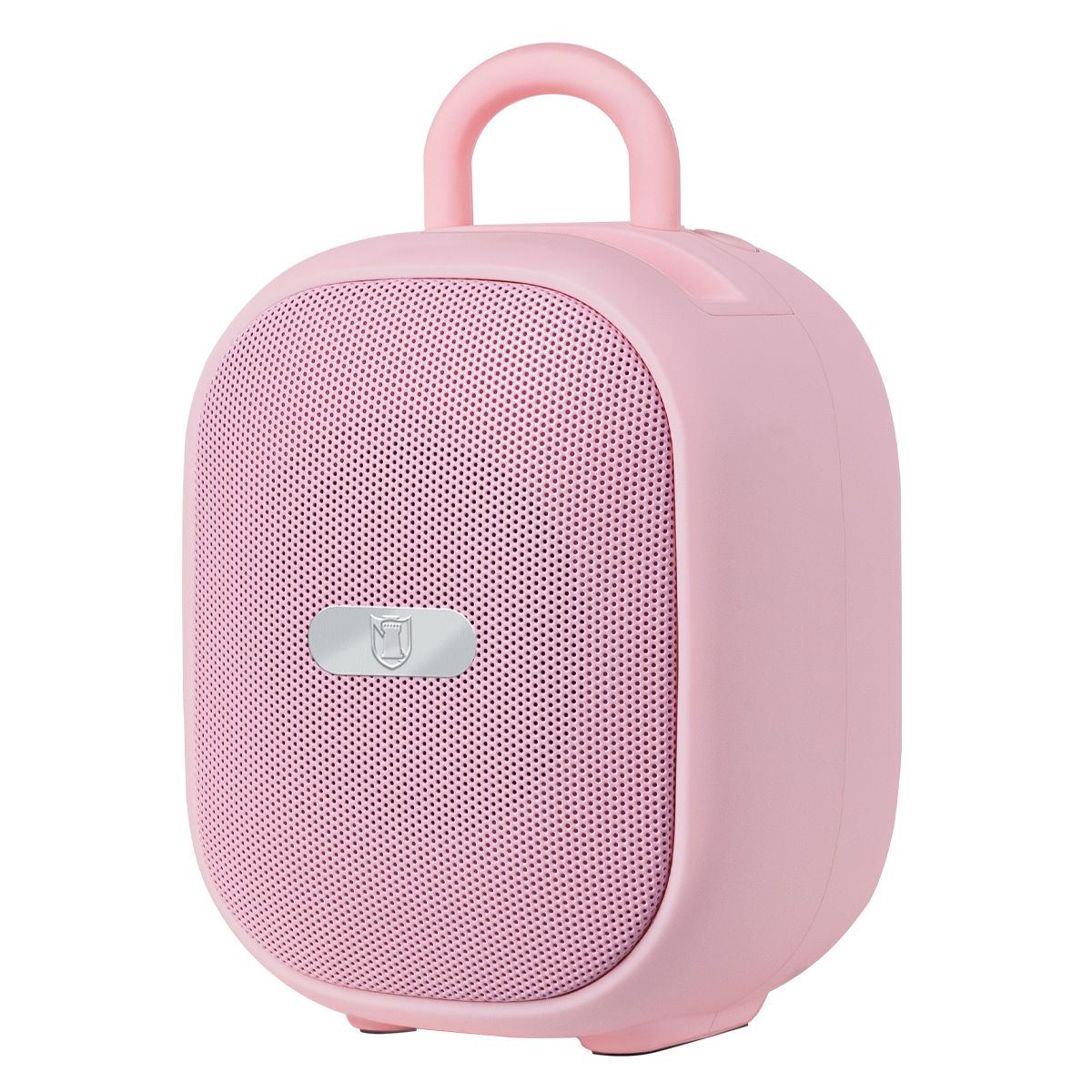 Bocina portátil recargable 15W RMS con reproductor FM rosa