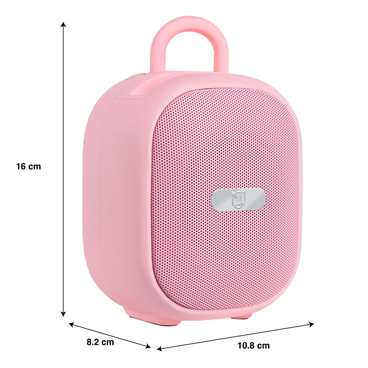 Bocina portátil recargable 15W RMS con reproductor FM rosa