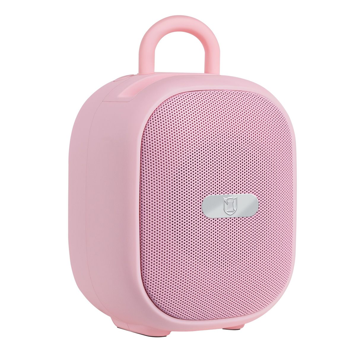 Bocina portátil recargable 15W RMS con reproductor FM rosa