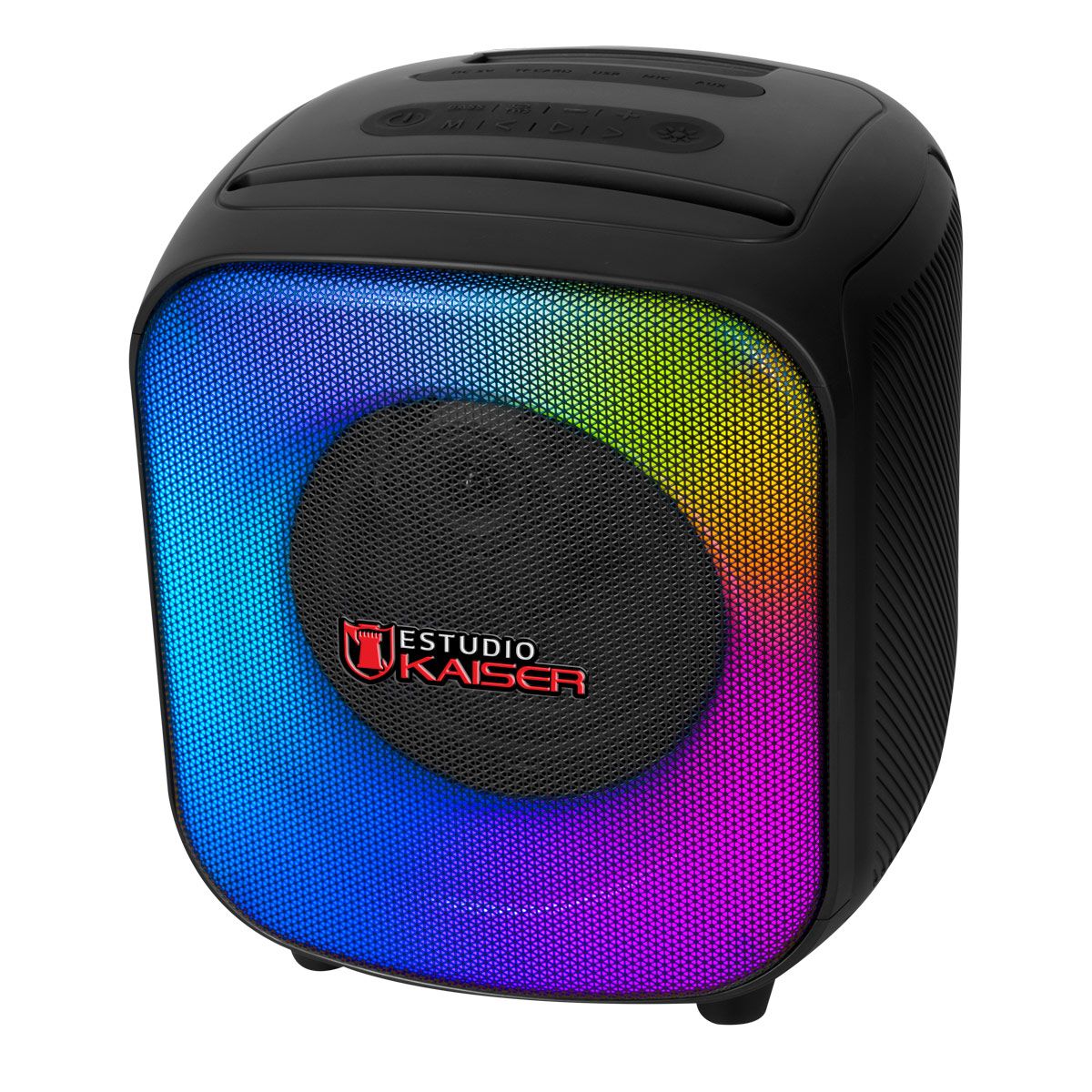 Bocina recargable 6.5" de 40 W RMS IPX4 con dos micrófonos inalámbricos