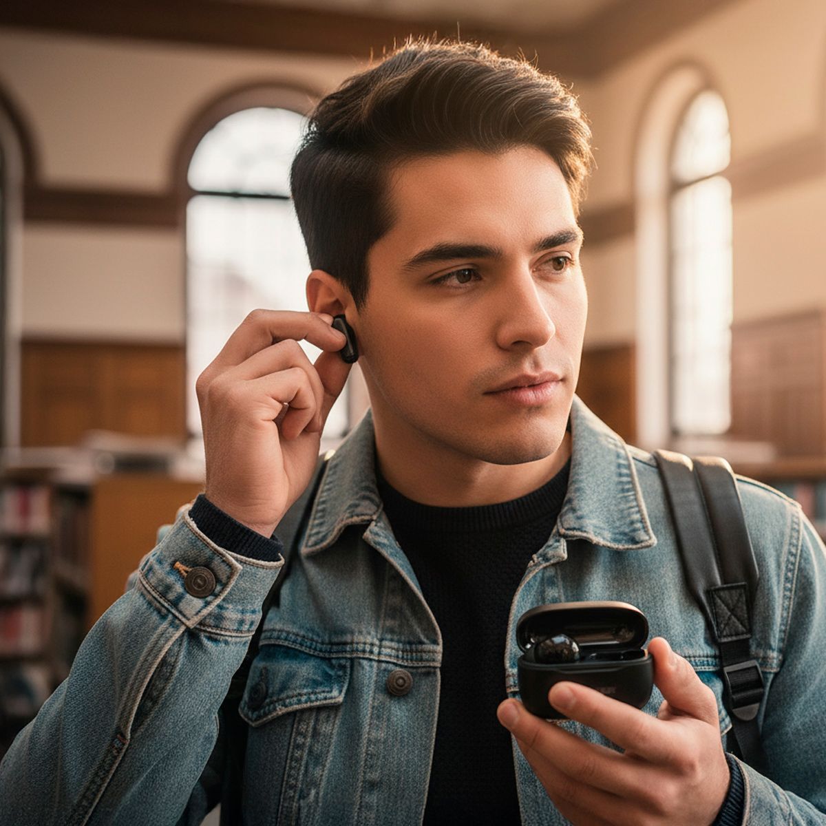 Audífonos true wireless Bluetooth® ANC IPX4 con cuatro micrófonos hasta 25 hrs- negro
