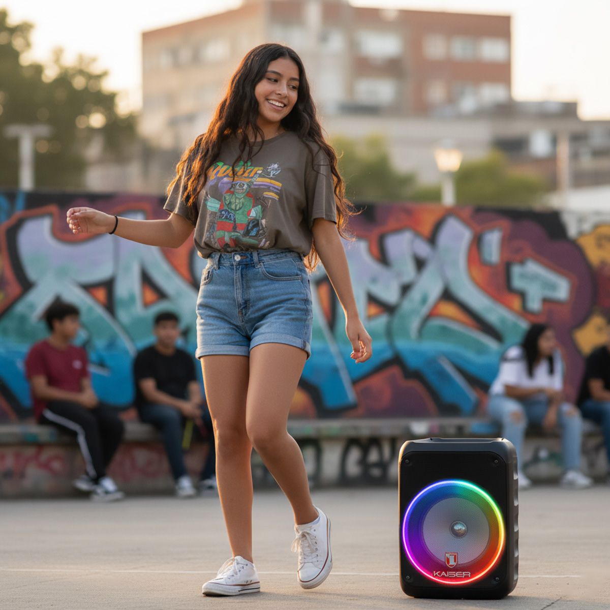 Bafle de 8" portátil 6,500 W PMPO ranura para celular