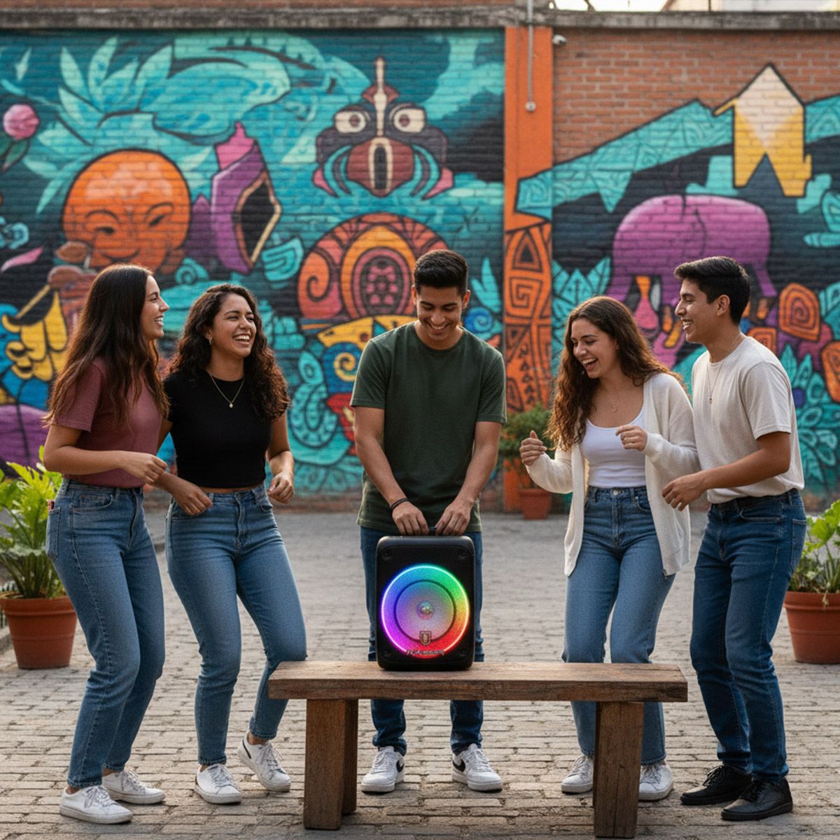 Bafle de 8" portátil 6,500 W PMPO ranura para celular