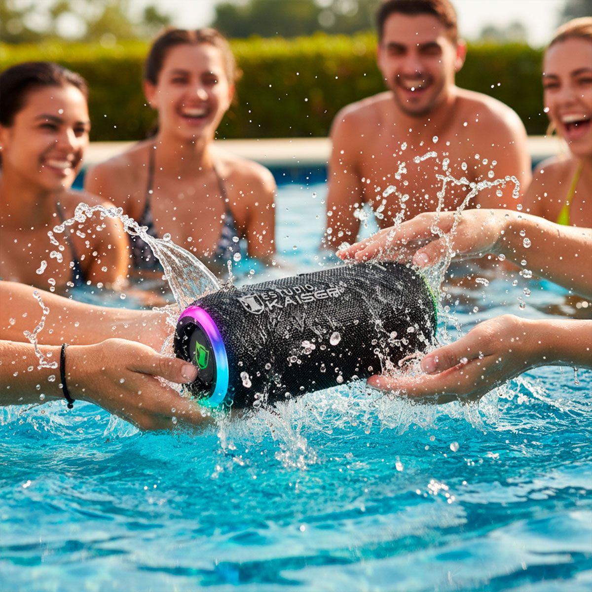 Bocina portátil 20 W RMS Bluetooth® resistente al agua IPX7 hasta 8 hrs - negro