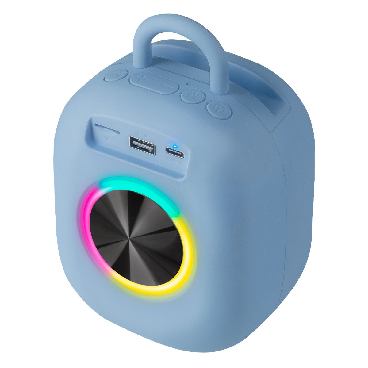 Bocina portátil recargable 15W RMS con reproductor FM azul