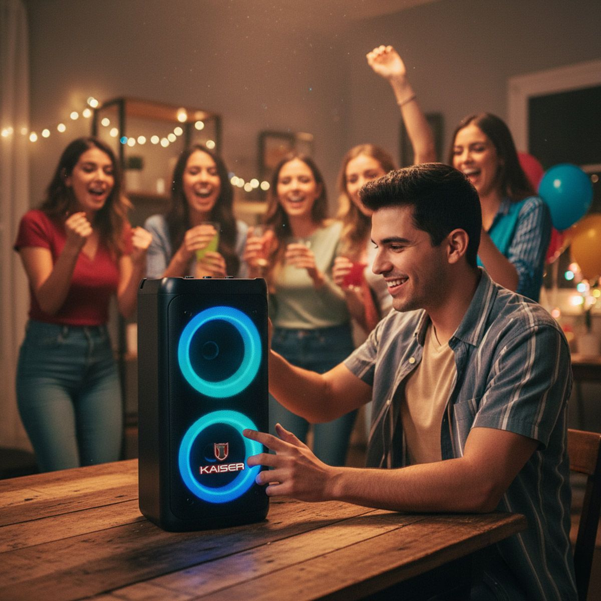 Bocina recargable 2x4" 10 W RMS Bluetooth® con radio FM